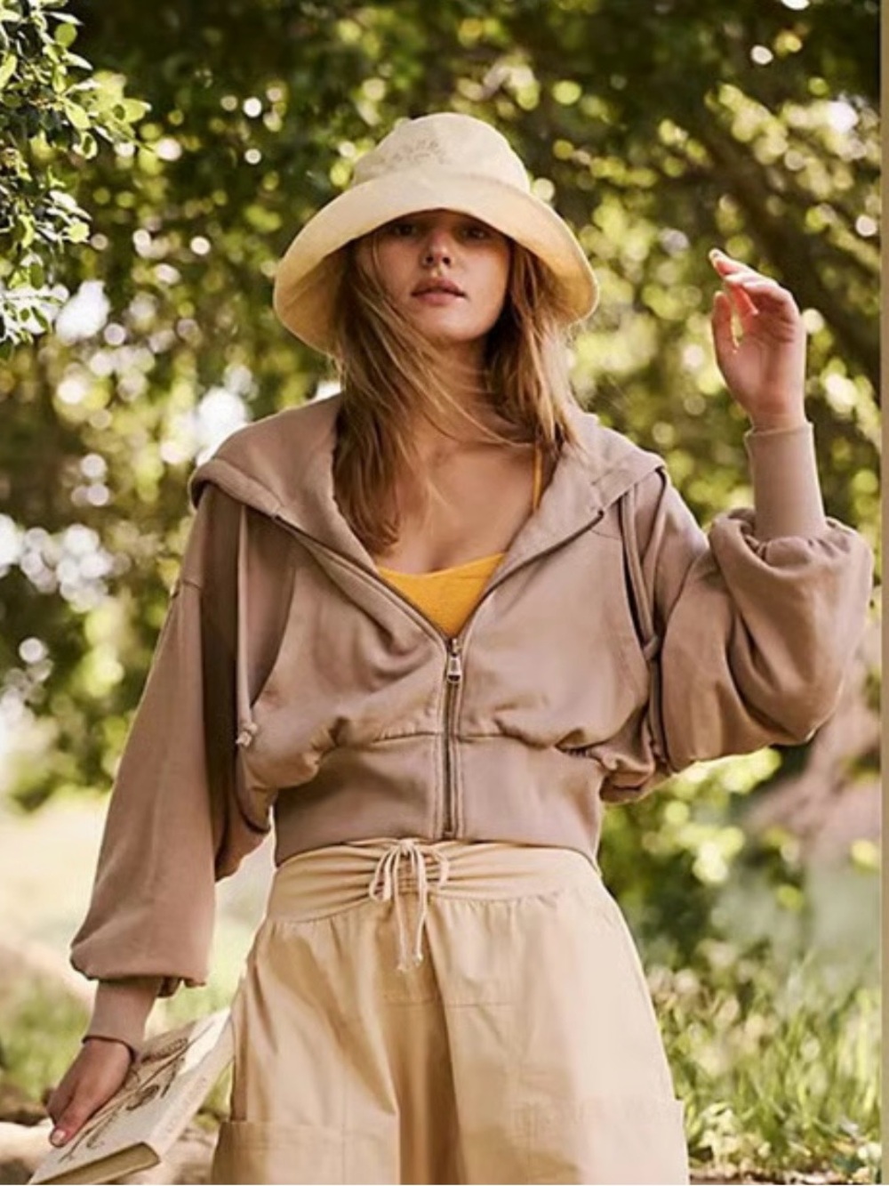 Free People Movement Lowkey Zip Up Size M Beige